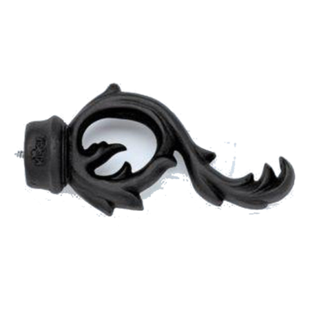 Kirsch Wrought Iron Finial Leaf Scroll, Black (K56352.770)